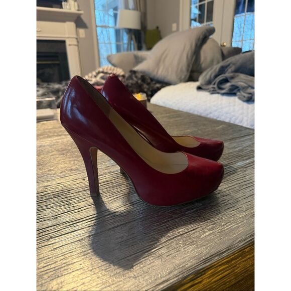 Steven By Steve Madden Shoes - Steven by Steve Madden Pure Red Leather Platform Heel Pumps sz 10 EUC